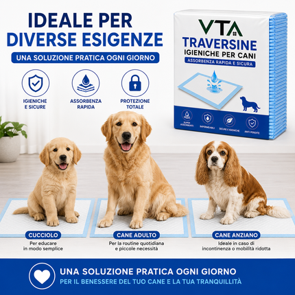 Traversine Cani 60x90 5 Strati Super Assorbenti Senza Perdite - Tecnologia Gel, Asciugatura Rapida, Inodore - Per Cuccioli e Cani Anziani, Utilizzabili in Casa o Auto