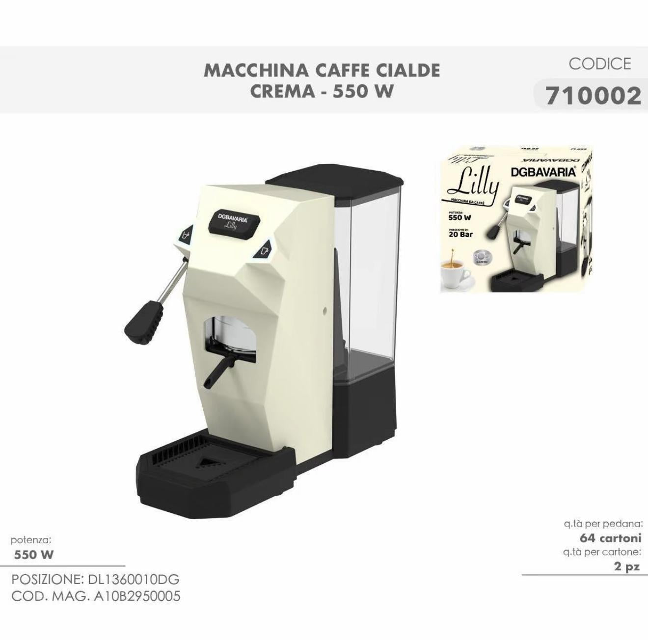 Macchina da Caffè a Cialde 550W – 20 Bar, Espresso Cremoso, Design Compatto, Serbatoio Acqua Estraibile