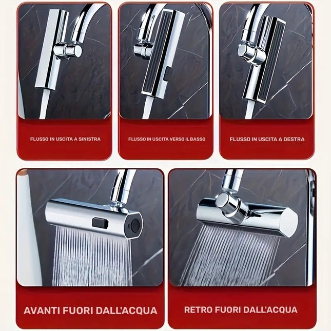Rubinetto da Cucina 3 in 1 Con 3 Modalità di spruzzo e rotazione a 360° - AntiSpruzzo, Facile Installazione, Ideale per lavello