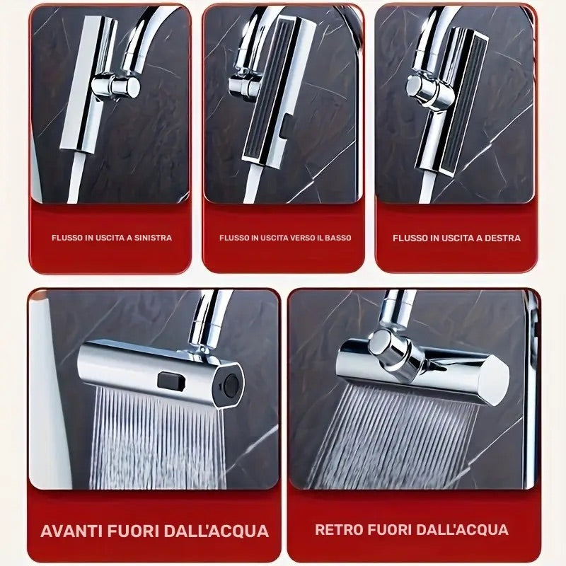 Rubinetto da Cucina 3 in 1 Con 3 Modalità di spruzzo e rotazione a 360° - AntiSpruzzo, Facile Installazione, Ideale per lavello