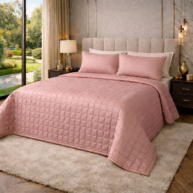 Trapuntino Matrimoniale Essential in Raso Satin – Copriletto Trapuntato Elegante e Lucente, Leggero e Traspirante, Made in Italy