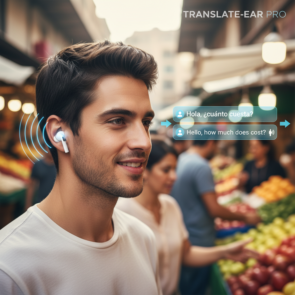 Auricolari Traduttori Istantanei Wireless con AI, Traduzione Vocale in Tempo Reale 144 Lingue, Bluetooth con Custodia di Ricarica, Cuffie Intelligenti per Viaggi, Lavoro e Studio