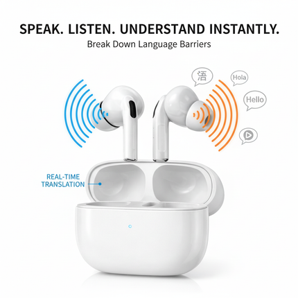 Auricolari Traduttori Istantanei Wireless con AI, Traduzione Vocale in Tempo Reale 144 Lingue, Bluetooth con Custodia di Ricarica, Cuffie Intelligenti per Viaggi, Lavoro e Studio