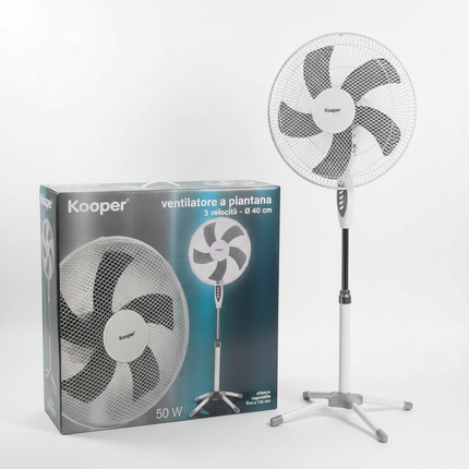 Ventilatore a Piantana 40 cm con 3 Velocità – Altezza Regolabile e Oscillazione – Ventola Silenziosa per Casa, Ufficio e Camera da Letto