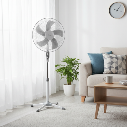 Ventilatore a Piantana 40 cm con 3 Velocità – Altezza Regolabile e Oscillazione – Ventola Silenziosa per Casa, Ufficio e Camera da Letto