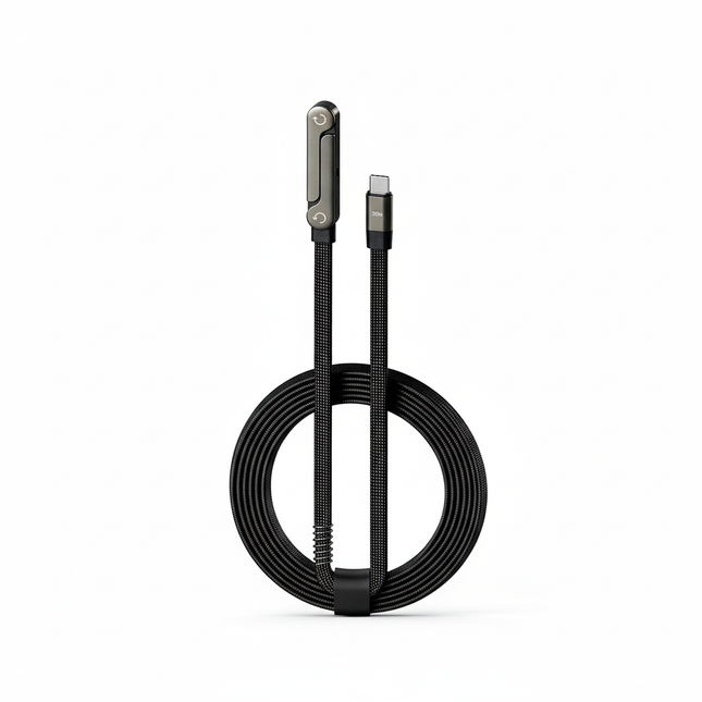 Cavo USB-C Multifunzionale 240W Ricarica Rapida con Supporto Pieghevole – Cavo Type-C ad Angolo 90° per Gaming, Trasferimento Dati Veloce e Ricarica Smartphone, Tablet e Laptop