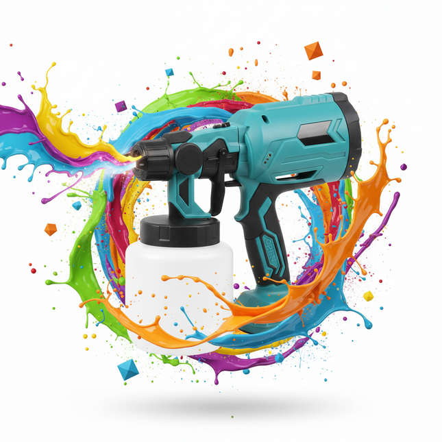 Pistola Verniciatrice Elettrica a Batteria 21V con Serbatoio 1000ml – Spruzzatore per Vernice Regolabile, 3 Modalità di Spruzzo, Controllo Flusso e Ugello in Rame per Pareti, Mobili e Fai da Te