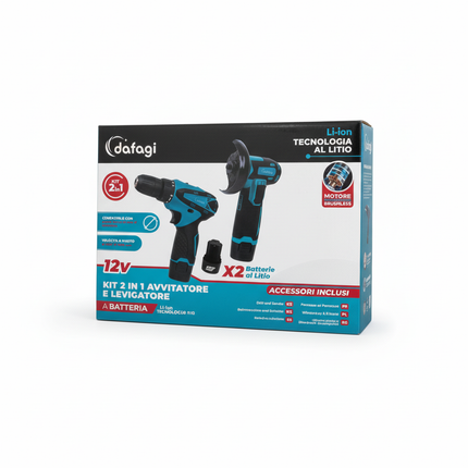 Kit Avvitatore Elettrico 2 in 1 a Batteria 12V con 2 Batterie – Trapano Compatto Ricaricabile con Accessori Inclusi, Multifunzione per Casa, Fai da Te e Piccoli Lavori