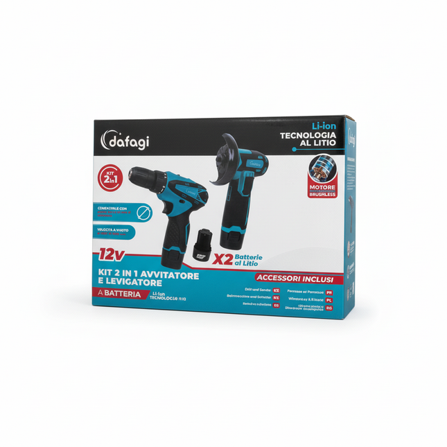 Kit Avvitatore Elettrico 2 in 1 a Batteria 12V con 2 Batterie – Trapano Compatto Ricaricabile con Accessori Inclusi, Multifunzione per Casa, Fai da Te e Piccoli Lavori