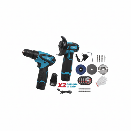 Kit Avvitatore Elettrico 2 in 1 a Batteria 12V con 2 Batterie – Trapano Compatto Ricaricabile con Accessori Inclusi, Multifunzione per Casa, Fai da Te e Piccoli Lavori