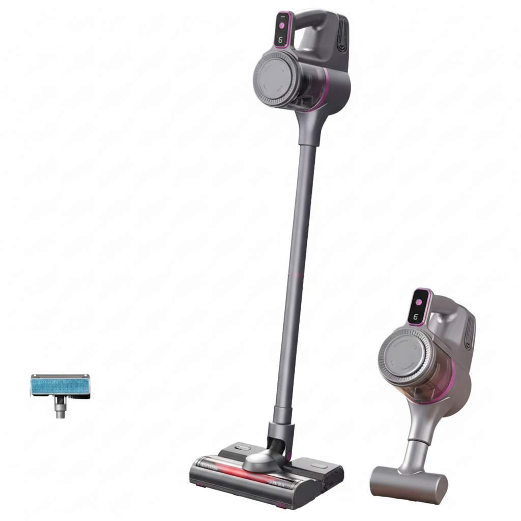 Aspirapolvere Senza Fili 2 in 1 Potente con Accessori Multipli – Scopa Elettrica Ricaricabile con Spazzola Antiacaro, Funzione Aspirazione e Lavapavimenti, Leggera e Multifunzione per Casa e Auto