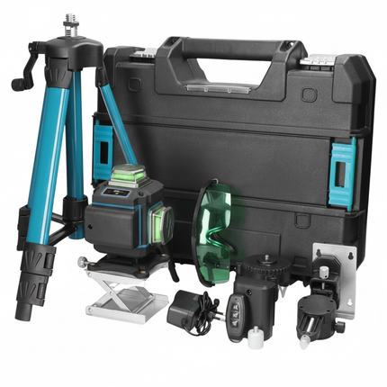 Livella Laser 4D 16 Linee 360° Verde con Treppiede – Autolivellante Professionale con Batterie, Supporto Magnetico e Telecomando, Laser Multilinea per Edilizia e Ristrutturazioni