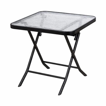 Tavolo Pieghevole da Giardino Ø60 cm / Quadrato – Struttura in Metallo e Piano in Vetro Temperato – Tavolino Esterno Salvaspazio per Balcone, Terrazzo e Giardino