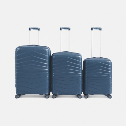 Set 3 Valigie Rigide Trolley con 4 Ruote Girevoli a 360° – Bagaglio da Viaggio Resistente con Manico Telescopico e Chiusura Sicura, Set Valigie Cabina + Media + Grande