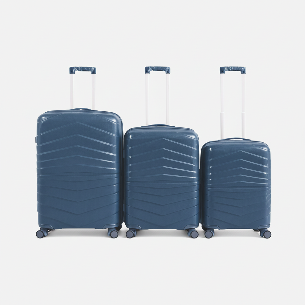 Set 3 Valigie Rigide Trolley con 4 Ruote Girevoli a 360° – Bagaglio da Viaggio Resistente con Manico Telescopico e Chiusura Sicura, Set Valigie Cabina + Media + Grande
