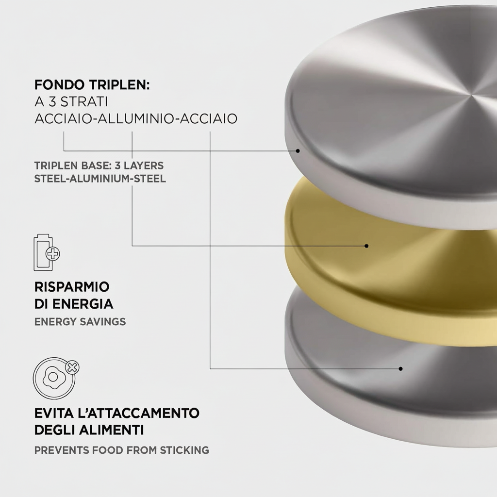 Spaghettiere Doppio Cestello, Made in Italy, Acciaio inox 18/10. Triplo fondo. Induzione+Gas. PFAS free. Cuoce 2 tipi di pasta contemporaneamente
