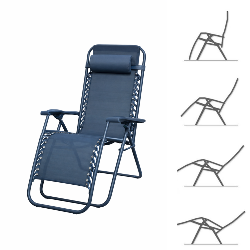 Set 2 Sdraio Relax Zero Gravity Pieghevoli con Cuscino – Poltrone Reclinabili da Giardino, Balcone e Piscina, Struttura in Acciaio, Tessuto Traspirante