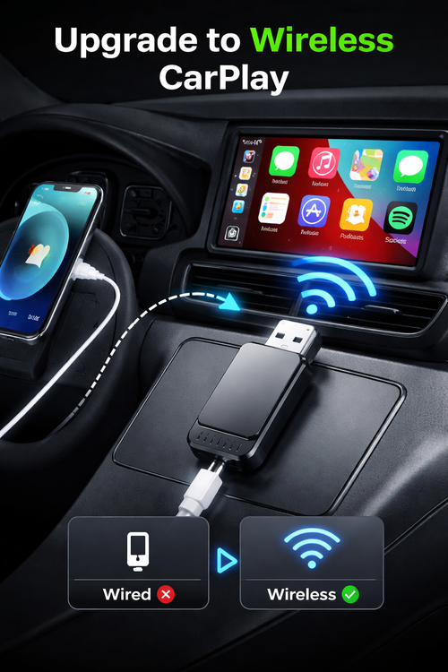 Adattatore Wireless CarPlay USB – Trasforma Apple CarPlay da Cablato a Senza Fili, Plug & Play per Auto con CarPlay di Serie, Connessione Automatica, Elimina i Cavi