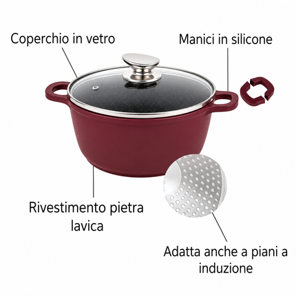 Set di Pentole 23 Pezzi Antiaderente con Coperchi in Vetro – Batteria di Pentole e Padelle con Manici Removibili, Mestoli e Accessori in Silicone – Adatte a Tutti i Piani di Cottura, Induzione Inclusa
