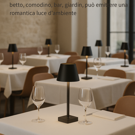 Lampada da Tavolo LED Ricaricabile Senza Fili – Dimmerabile Touch, 2400mAh, 3 Tonalità (2700K-6000K), Design Moderno per Interno ed Esterno, Camera da Letto, Soggiorno, Giardino, IP54