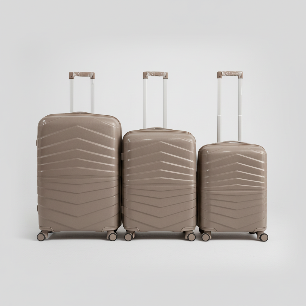 Set 3 Valigie Rigide Trolley con 4 Ruote Girevoli a 360° – Bagaglio da Viaggio Resistente con Manico Telescopico e Chiusura Sicura, Set Valigie Cabina + Media + Grande