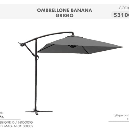 Ombrellone a Braccio 3 Metri da Giardino – Ombrellone Banana con Palo Laterale, Telo Parasole per Esterno, Terrazzo e Piscina