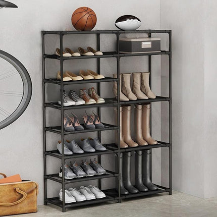 Scarpiera Multilivello 87x30x140 cm – Porta Scarpe Salvaspazio con Ripiani in Tessuto Impermeabile e Struttura in Metallo, Modulare e Robusta