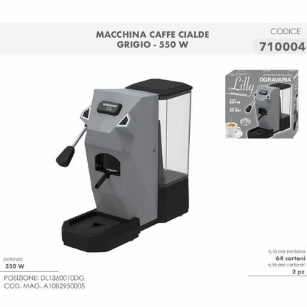 Macchina da Caffè a Cialde 550W – 20 Bar, Espresso Cremoso, Design Compatto, Serbatoio Acqua Estraibile