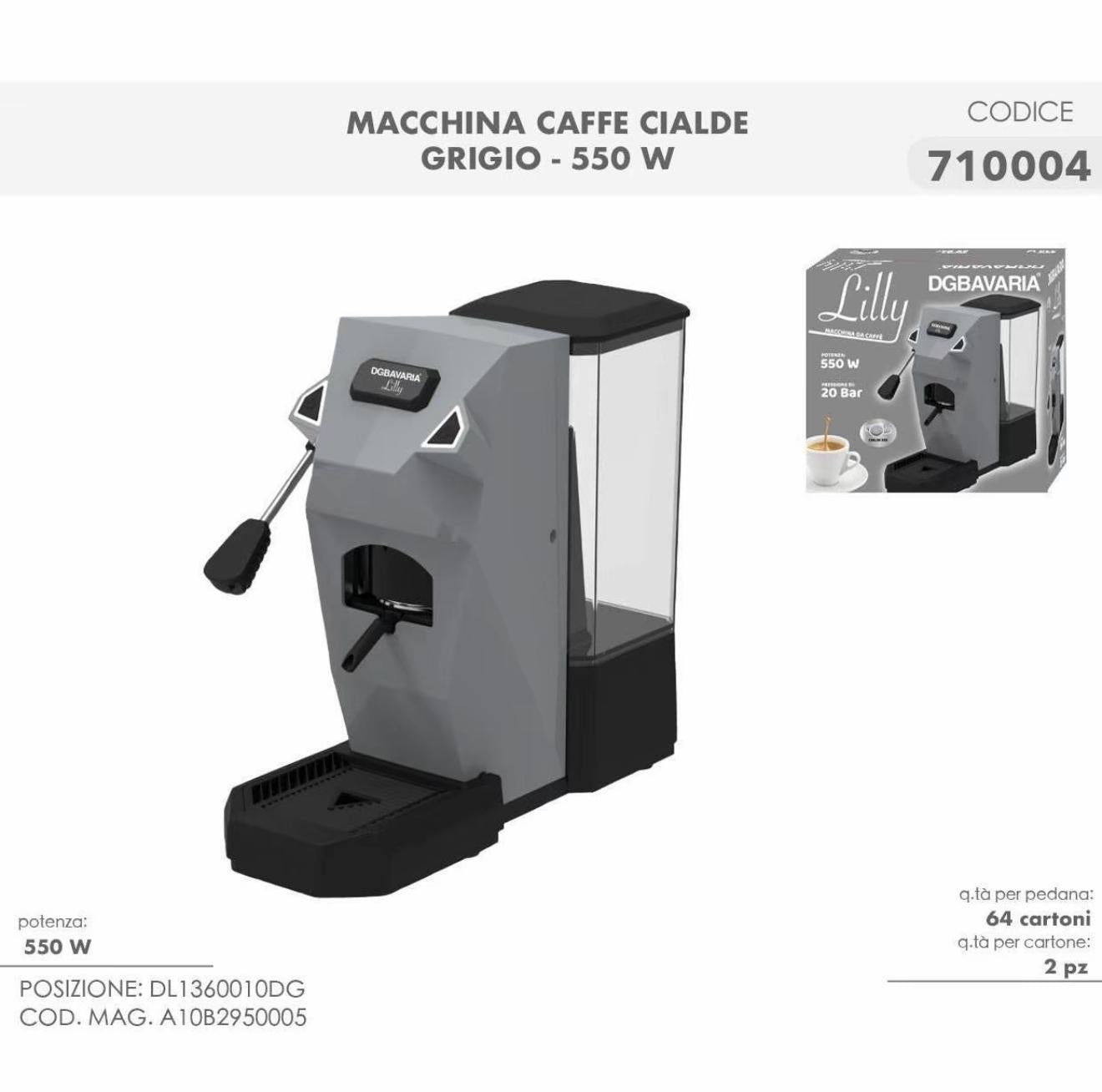 Macchina da Caffè a Cialde 550W – 20 Bar, Espresso Cremoso, Design Compatto, Serbatoio Acqua Estraibile