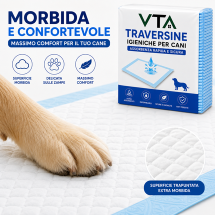 Traversine Cani 60x90 5 Strati Super Assorbenti Senza Perdite - Tecnologia Gel, Asciugatura Rapida, Inodore - Per Cuccioli e Cani Anziani, Utilizzabili in Casa o Auto