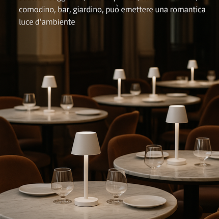 Lampada da Tavolo LED Ricaricabile Senza Fili – Dimmerabile Touch, 2400mAh, 3 Tonalità (2700K-6000K), Design Moderno per Interno ed Esterno, Camera da Letto, Soggiorno, Giardino, IP54