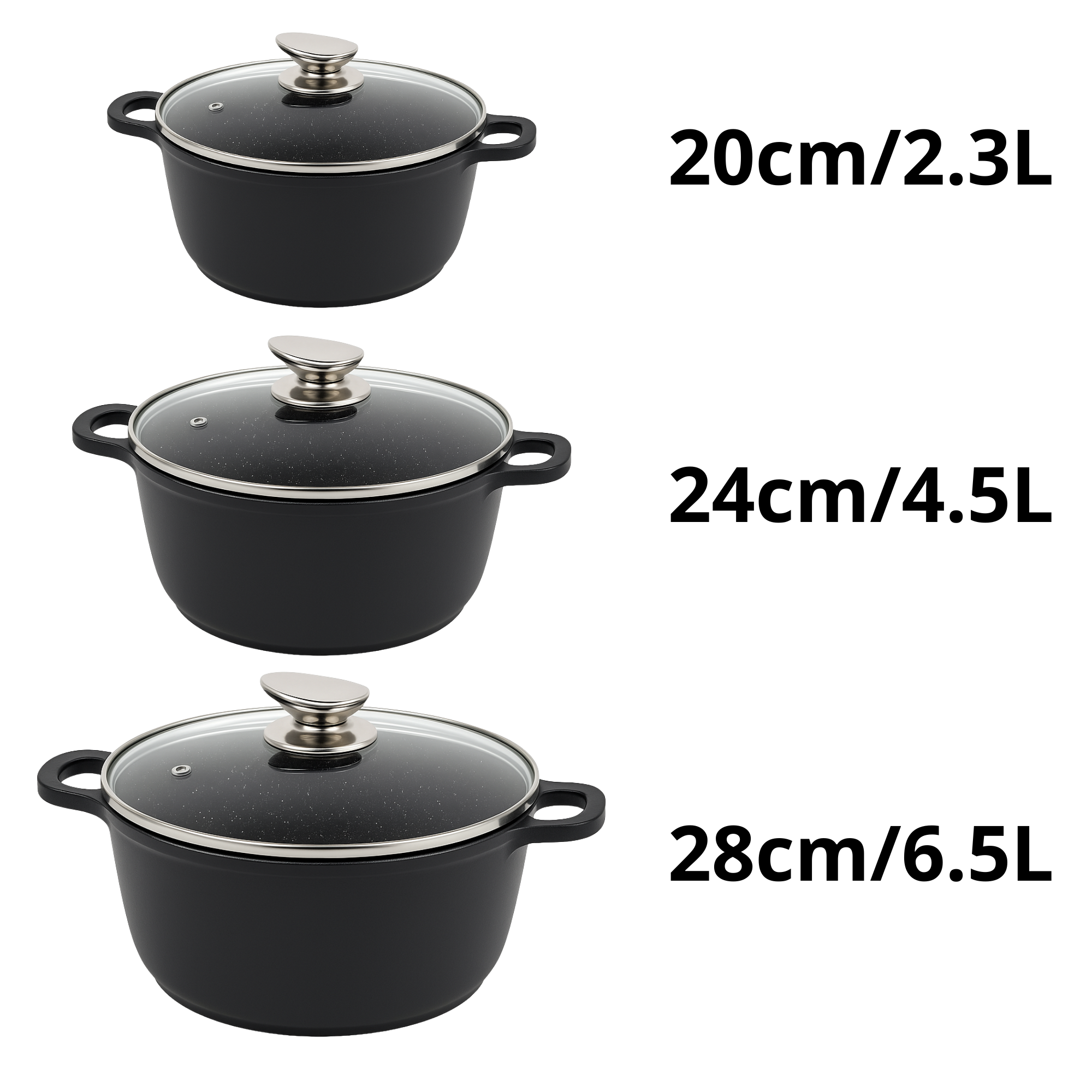 Set di Pentole 23 Pezzi Antiaderente con Coperchi in Vetro – Batteria di Pentole e Padelle con Manici Removibili, Mestoli e Accessori in Silicone – Adatte a Tutti i Piani di Cottura, Induzione Inclusa