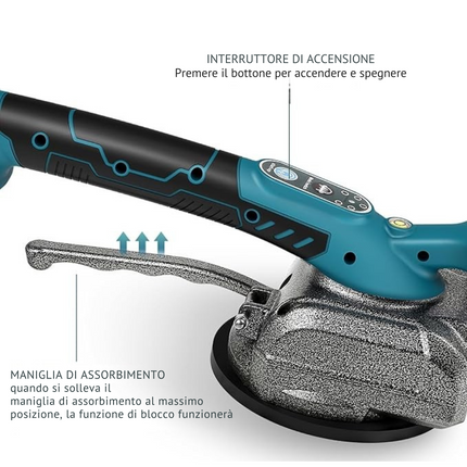 Piastrellatrice per piastrelle, Piastrella macchina Vibratori Piastrelle 100 kg, Vibratori Piastrelle con 2 batterie, Piastrellatrice Elettrica per Piastrelle 5 Velocità Regolabili Con ventose 160mm