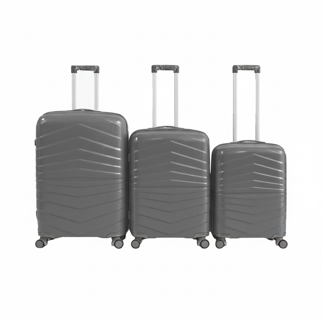 Set 3 Valigie Rigide Trolley con 4 Ruote Girevoli a 360° – Bagaglio da Viaggio Resistente con Manico Telescopico e Chiusura Sicura, Set Valigie Cabina + Media + Grande
