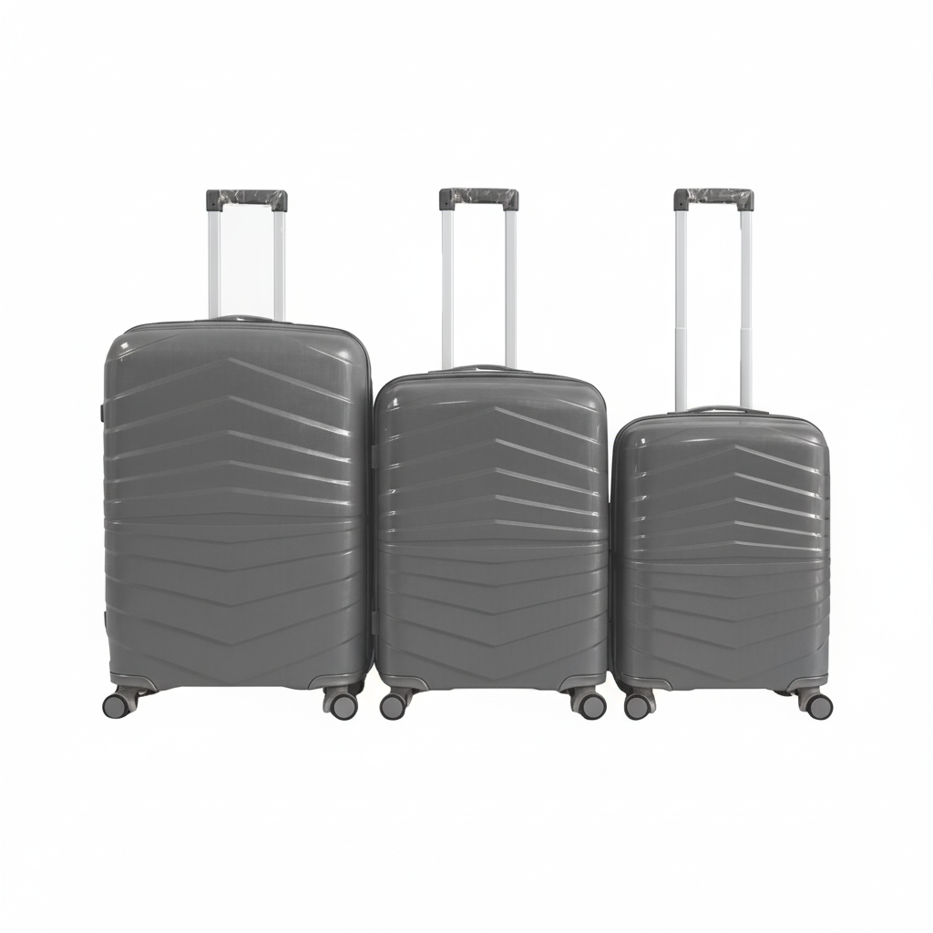 Set 3 Valigie Rigide Trolley con 4 Ruote Girevoli a 360° – Bagaglio da Viaggio Resistente con Manico Telescopico e Chiusura Sicura, Set Valigie Cabina + Media + Grande