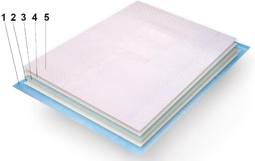 Traversine Cani 60x60 cm - 100 Pezzi - 5 Strati Super Assorbenti Senza Perdite - Tecnologia Gel, Asciugatura Rapida, Inodore - Per Cuccioli e Cani Anziani, Utilizzabili in Casa o Auto