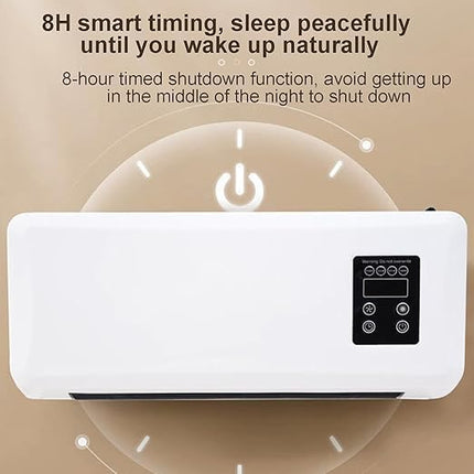 Termoconvettore Elettrico da Parete 1200W con Display LED e Telecomando - Funzione Aria Calda/Fredda Temperatura Regolabile, Timer, Design Compatto ed Efficiente per Casa Ufficio