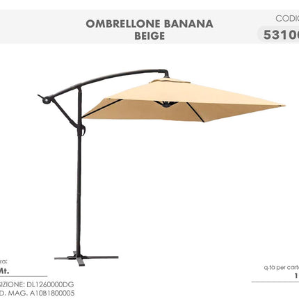 Ombrellone a Braccio 3 Metri da Giardino – Ombrellone Banana con Palo Laterale, Telo Parasole per Esterno, Terrazzo e Piscina