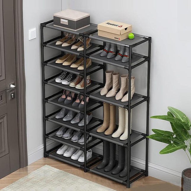Scarpiera Multilivello 87x30x140 cm – Porta Scarpe Salvaspazio con Ripiani in Tessuto Impermeabile e Struttura in Metallo, Modulare e Robusta