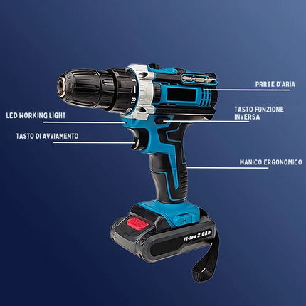 Kit 3 in 1 Professionale Fai Da Te Con Trapano Avvitatore, Smerigliatrice Angolare, Trapano ad Impulsi Svita Boccole Svita Bulloni 68V + Valigetta Trasporto
