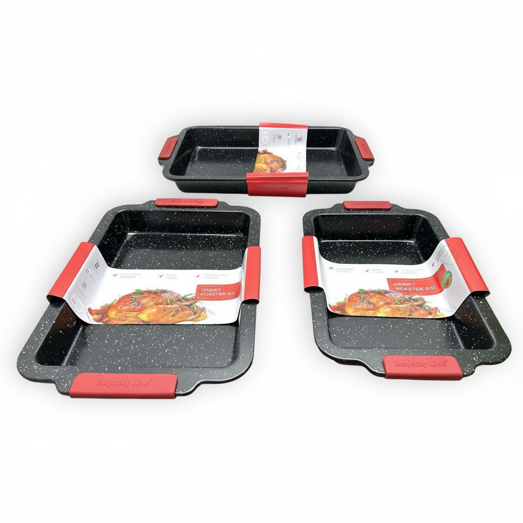 Set 3 Teglie da Forno Antiaderenti con Manici in Silicone Rimovibili – Teglie Rettangolari Resistenti ad Alte Temperature, Set Teglie da Cucina per Lasagne, Arrosti e Dolci