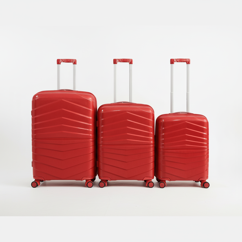 Set 3 Valigie Rigide Trolley con 4 Ruote Girevoli a 360° – Bagaglio da Viaggio Resistente con Manico Telescopico e Chiusura Sicura, Set Valigie Cabina + Media + Grande