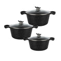 Tris Casseruole in Pietra Lavica Antiaderente 20/24/28 cm – Compatibili Induzione e Tutti i Piani di Cottura