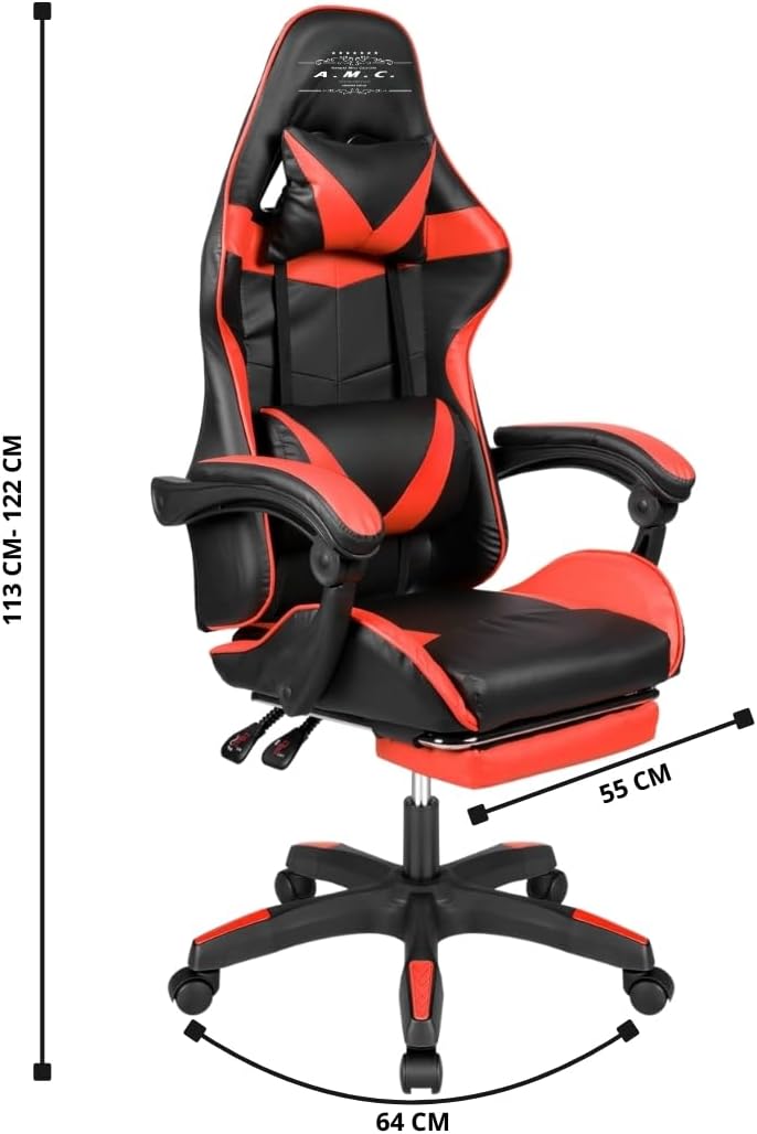 Sedia Gaming RGB con Luci LED E Sedia Ergonomica Poltrona Ufficio girevole, con rotelle, poggiatesta e cuscino lombare, Portata: 125kg con Schienale Alto in Pelle