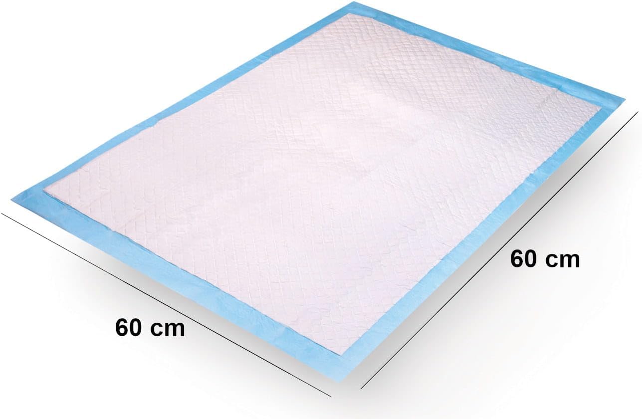 Traversine Cani 60x60 cm - 100 Pezzi - 5 Strati Super Assorbenti Senza Perdite - Tecnologia Gel, Asciugatura Rapida, Inodore - Per Cuccioli e Cani Anziani, Utilizzabili in Casa o Auto
