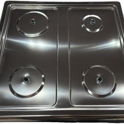 Fornello a Gas 4 Fuochi con Supporto e Ripiani – Cucina a Gas Freestanding in Acciaio, Piano Cottura con 4 Bruciatori, Design Salvaspazio per Interni ed Esterni