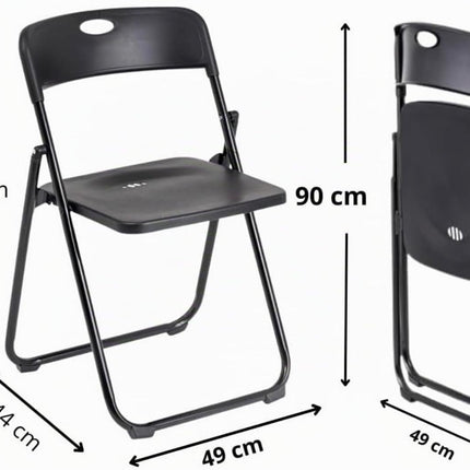 Set da 6 Sedie Pieghevoli con Struttura in Acciaio e PVC, Seduta Salvaspazio Richiudibile con Piedini e Maniglia, da Viaggio, Cucina, Soggiorno, Camera da Letto, 74x43x49 cm