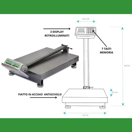Bilancia Digitale Elettronica Professionale 300 Kg Con Display bilancia industriale ricaricabile per utilizzarla in Negozio, Casa, Azienda o Attività ambulante
