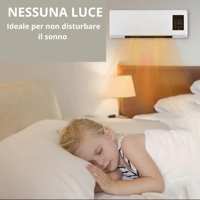 Termoconvettore Elettrico da Parete 1200W con Display LED e Telecomando - Funzione Aria Calda/Fredda Temperatura Regolabile, Timer, Design Compatto ed Efficiente per Casa Ufficio