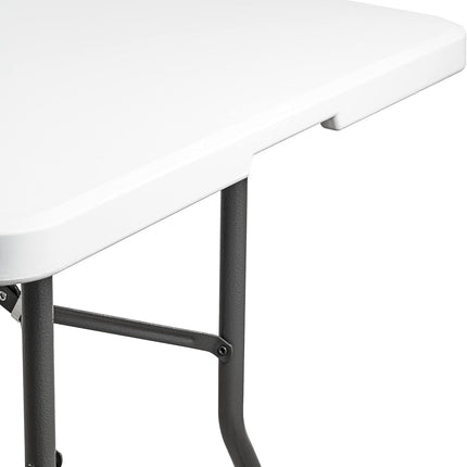 Tavolo Pieghevole Portatile salvaspazio | Tavolo richiudibile | Tavolo da campeggio con Sistema di Blocco di Sicurezza, Fino a 6 Persone - 180x75x74 cm (Bianco)
